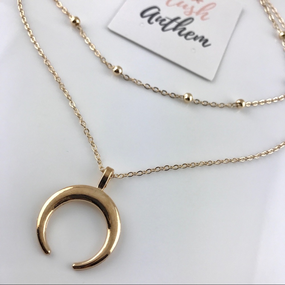 3/$25⚡️Horn Crescent Moon layer choker necklace - Picture 7 of 8